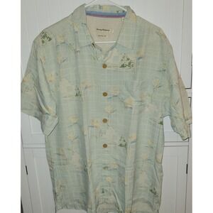 Tommy Bahama Silk‎ Blend Island Print Button Down Shirt Large Menswear L